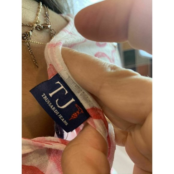 Trussardi Jeans Red & White Watercolor Circle Blou - Picture 4 of 4